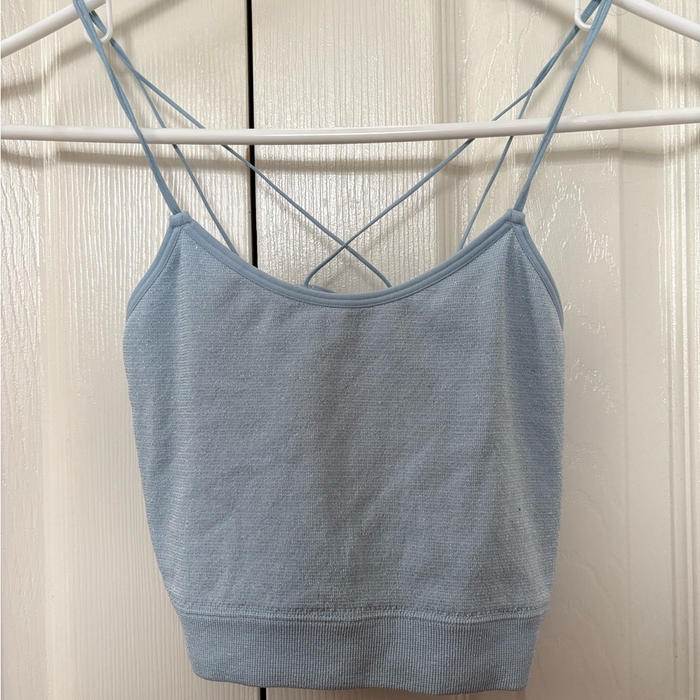 Shimmering Light Blue Strappy Tank
